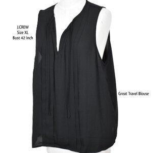 J.CREW Top Blouse Pullover XL Black Sleeveless Machine Wash
